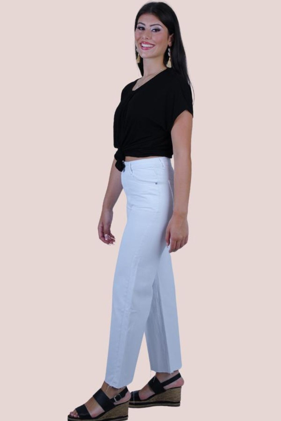 COUNTRY DENIM Pants | Cgj1135 - Raw Hem Straight Leg Jeans White