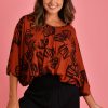 BODACIOUS Tops | Vblt112 - V Neck Batwing Top Autumn Vibes Rust