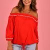 BODACIOUS Tops | Vblt073 - Peasant Top Christmas Red