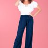 GO GIRL Pants | Vglp050 - Long Rouched Tie Pants Navy