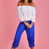 GO GIRL Pants | Vglp051 - 3/4 Rouched Tie Pants Cobalt