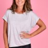 GO GIRL Tops | Vglt117 - Bamboo Round Neck Tee Shirt Light Grey Marle