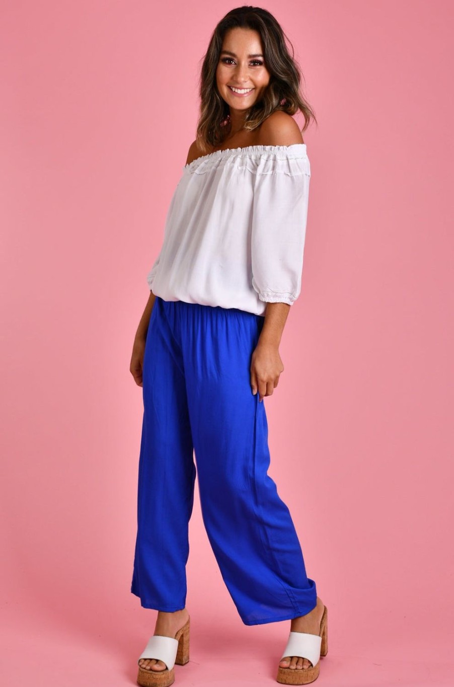 GO GIRL Pants | Vglp067 - Long Rouched Pants Cobalt