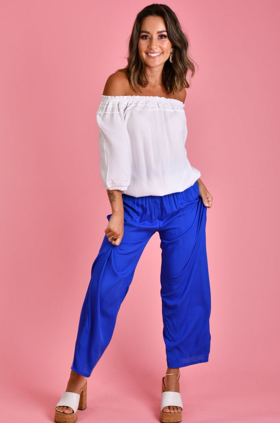 GO GIRL Pants | Vglp067 - Long Rouched Pants Cobalt