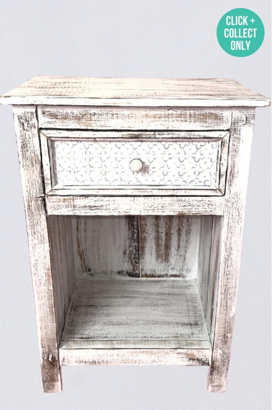 VILLA LIVING HOMEWARES Homewares | Vvlh659 - Bedside Table W/Pressed Metal Drawer