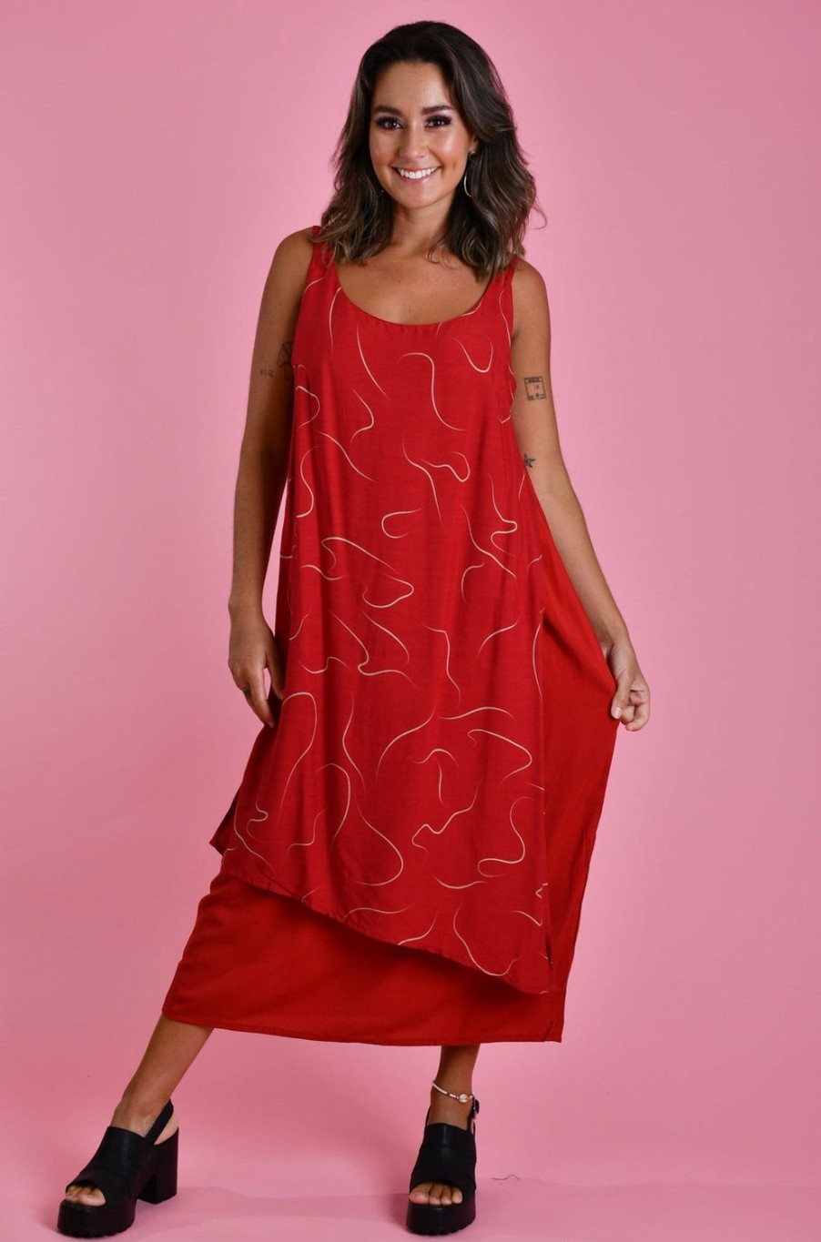 BODACIOUS Dresses | Vbld095 - Overlap Dress Swirl Cherry