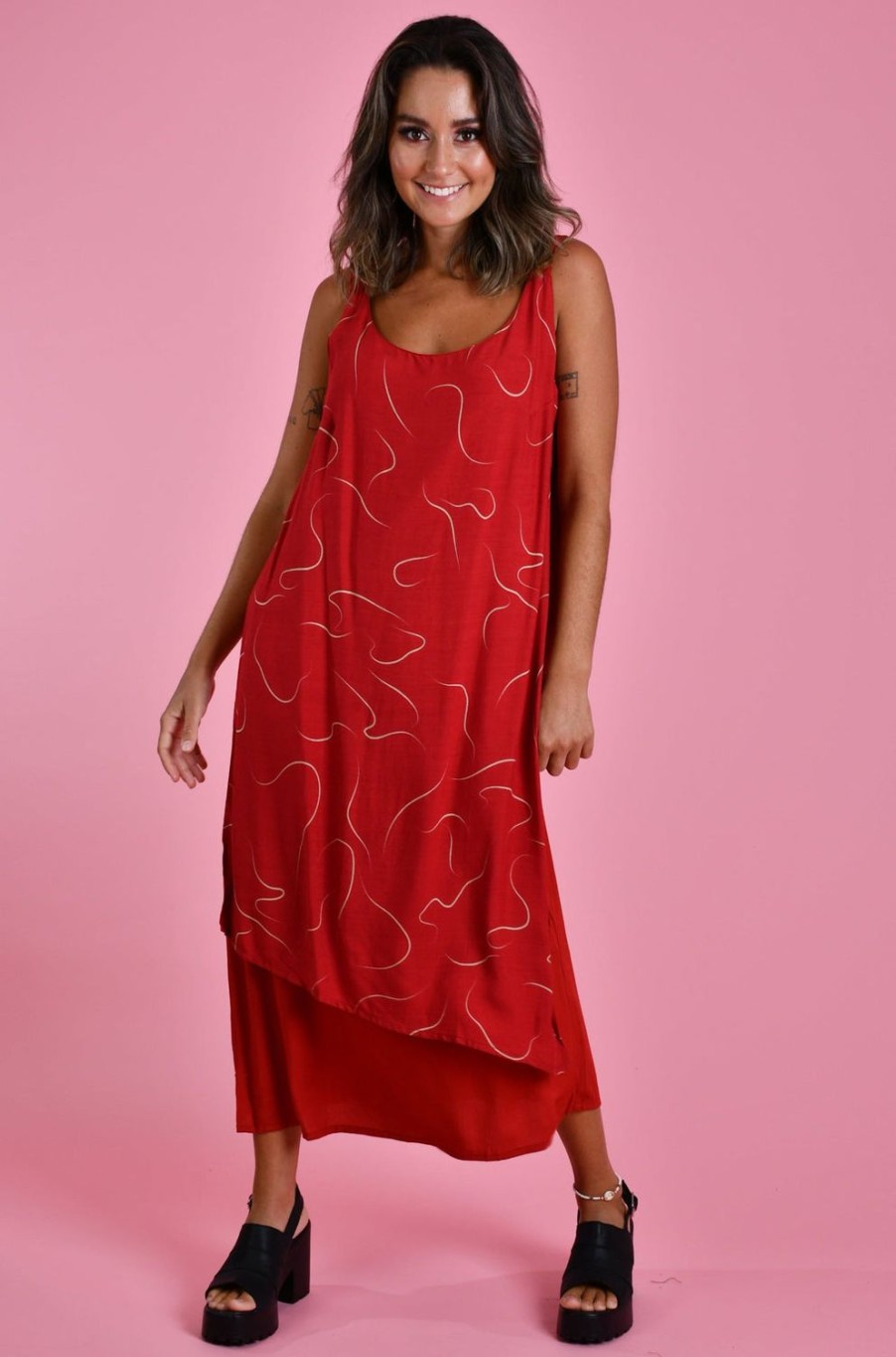 BODACIOUS Dresses | Vbld095 - Overlap Dress Swirl Cherry