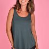 GO GIRL Tops | Vglt116 - Bamboo Basic Loose Fit Tank Forest